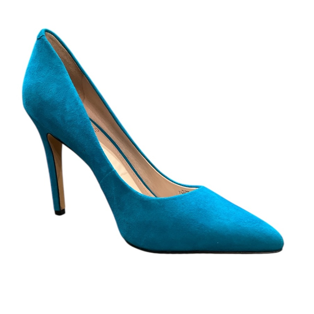 New Vince Camuto Vibrant Turquoise Suede Heels Size 7.5